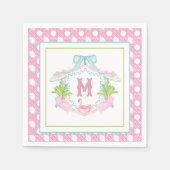 Preppy Palm Beach Monogram Wapenschild Servet (Voorkant)