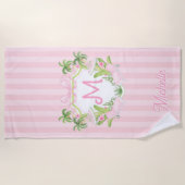 Preppy Palm Beach Monogram Wapenschild Strandlaken (Voorkant)