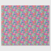 Preppy Palm Beach Oceaan Bloemenkrabben Patroon Cadeaupapier (Vlak)