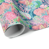 Preppy Palm Beach oceaan koraal patroon Cadeaupapier (Rol Hoek)