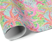 Preppy Palm Beach Oceaan zeesterren patroon Cadeaupapier (Rol Hoek)