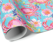 Preppy Palm Beach Ocean Crabs Patroon Cadeaupapier (Rol Hoek)