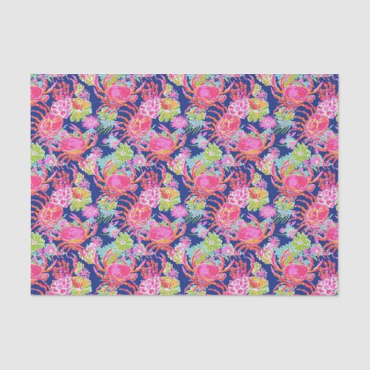 Preppy Palm Beach Ocean Crabs Patroon Tissuepapier (Voorkant)