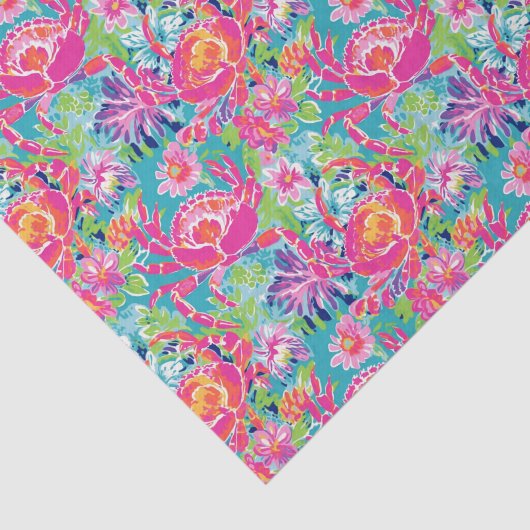 Preppy Palm Beach Ocean Crabs Patroon Tissuepapier (Detail)