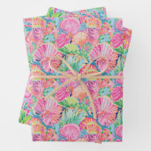 Preppy Palm Beach Ocean Shell krab bloemen patroon Inpakpapier Vel (In situ)
