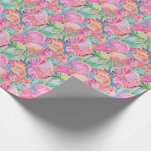 Preppy Palm Beach Ocean Shell Patroon Cadeaupapier (Hoek)