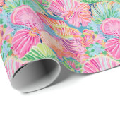 Preppy Palm Beach Ocean Shell Patroon Cadeaupapier (Rol Hoek)