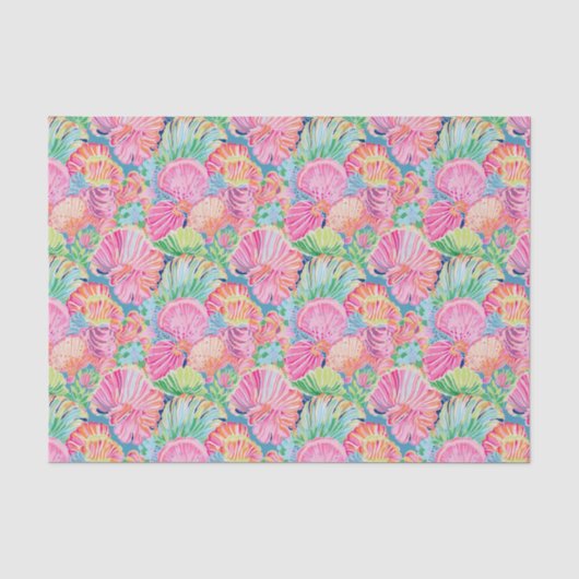 Preppy Palm Beach Ocean Shell Patroon Tissuepapier (Voorkant)