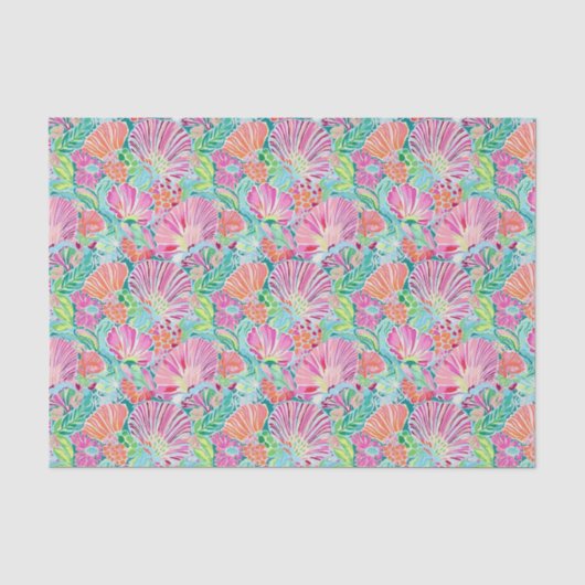 Preppy Palm Beach Ocean Shell Patroon Tissuepapier (Voorkant)