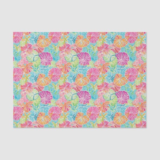 Preppy Palm Beach Ocean Shell Patroon Tissuepapier (Voorkant)