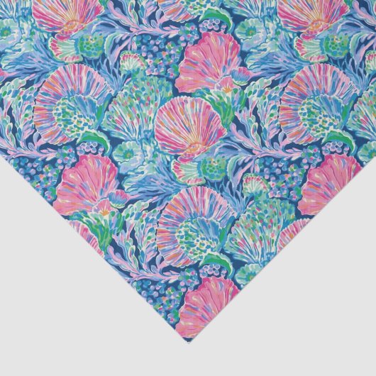 Preppy Palm Beach Ocean Shell Patroon Tissuepapier (Detail)