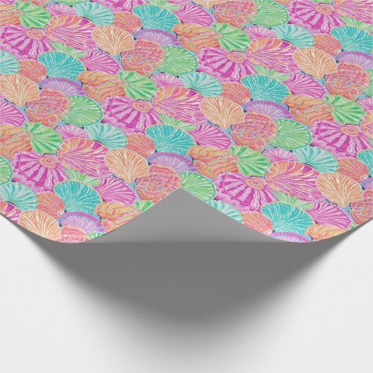 Preppy Palm Beach Ocean Shells Patroon Cadeaupapier (Hoek)