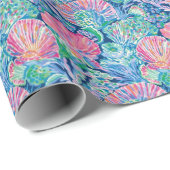 Preppy Palm Beach Ocean Shells Patroon Cadeaupapier (Rol Hoek)