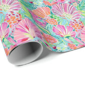 Preppy Palm Beach Ocean Shells Patroon Cadeaupapier (Rol Hoek)