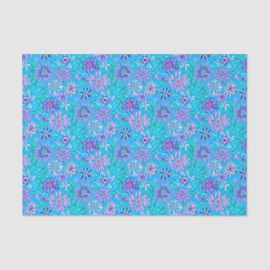 Preppy Palm Beach Print Blauwe bloemen Tissuepapier (Voorkant)