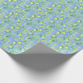 Preppy Palm Beach Print Blauwe en groene limoenen Cadeaupapier (Hoek)