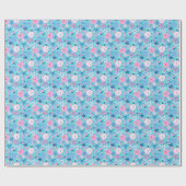 Preppy Palm Beach Print Blauwe en roze bloemen Cadeaupapier (Vlak)