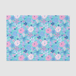 Preppy Palm Beach Print Blauwe en roze bloemen Tissuepapier