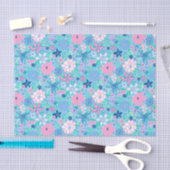 Preppy Palm Beach Print Blauwe en roze bloemen Tissuepapier (Craft)