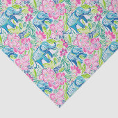 Preppy Palm Beach Print Blauwe en roze olifanten Tissuepapier (Detail)