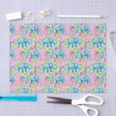 Preppy Palm Beach Print Blauwe en roze olifanten Tissuepapier (Craft)