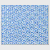 Preppy Palm Beach Print Blauwe en witte bloemen Cadeaupapier (Vlak)