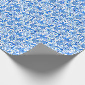 Preppy Palm Beach Print Blauwe en witte bloemen Cadeaupapier (Hoek)