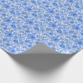 Preppy Palm Beach Print Blauwe en witte bloemen Cadeaupapier (Hoek)