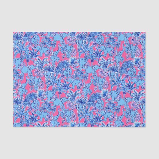 Preppy Palm Beach Print Blauwe olifanten Tissuepapier (Voorkant)