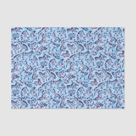 Preppy Palm Beach Print Blauwe Zebra's Tissuepapier (Voorkant)