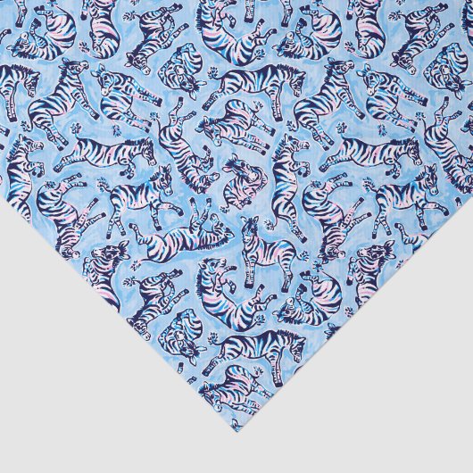 Preppy Palm Beach Print Blauwe Zebra's Tissuepapier (Detail)