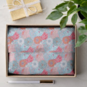 Preppy Palm Beach Print Blauwgroen en rode bloemen Tissuepapier (Geschenk)