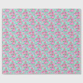 Preppy Palm Beach Print Blauwgroen met roze bloeme Cadeaupapier (Vlak)