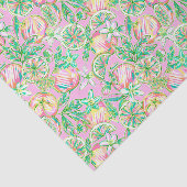 Preppy Palm Beach Print Groene en Roze Sinaasappel Tissuepapier (Detail)