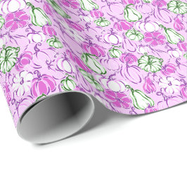 Preppy Palm Beach Print Lavendel & Groene pompoene Cadeaupapier