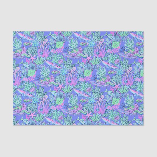 Preppy Palm Beach Print Lavendel Onderwater Tissuepapier (Voorkant)