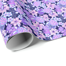 Preppy Palm Beach Print Lavendel & Paarse schildpa Cadeaupapier