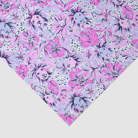 Preppy Palm Beach Print Paarse leeuwen Tissuepapier (Detail)