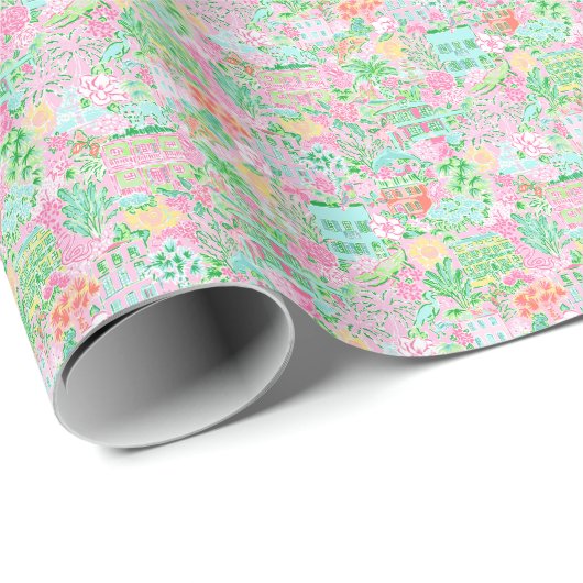 Preppy Palm Beach Print Pastel Charleston Cadeaupapier (Rol Hoek)