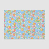 Preppy Palm Beach Print Pastel Sinaasappels Tissuepapier (Voorkant)