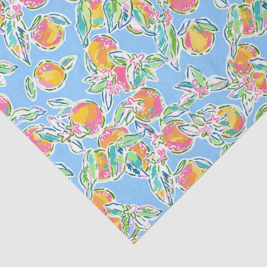 Preppy Palm Beach Print Pastel Sinaasappels Tissuepapier (Detail)
