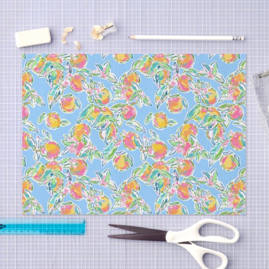 Preppy Palm Beach Print Pastel Sinaasappels Tissuepapier (Craft)