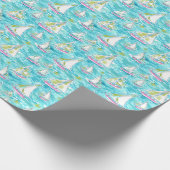 Preppy Palm Beach Print Pastel zeilboten Cadeaupapier (Hoek)