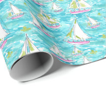 Preppy Palm Beach Print Pastel zeilboten
