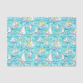 Preppy Palm Beach Print Pastel zeilboten Tissuepapier (Voorkant)