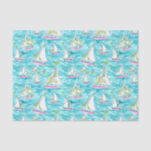 Preppy Palm Beach Print Pastel zeilboten