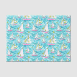 Preppy Palm Beach Print Pastel zeilboten Tissuepapier