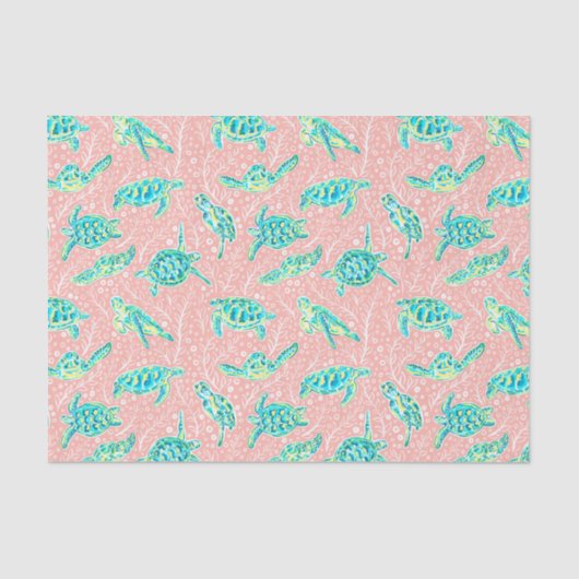 Preppy Palm Beach Print Pastelschildpadden Tissuepapier (Voorkant)
