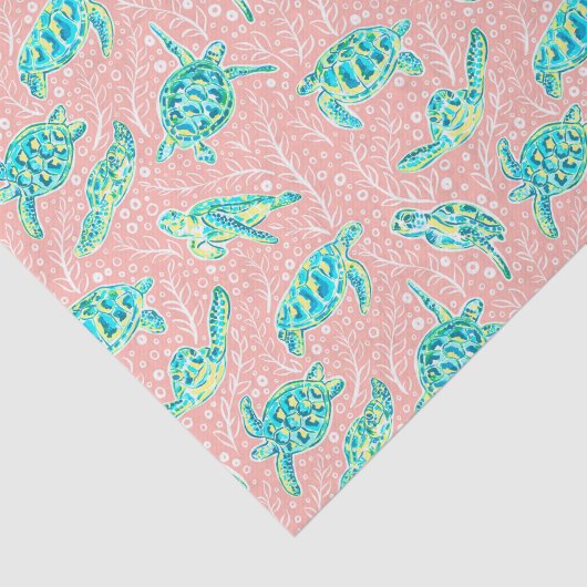 Preppy Palm Beach Print Pastelschildpadden Tissuepapier (Detail)