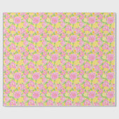 Preppy Palm Beach Print roze en gele bloemen Cadeaupapier (Vlak)